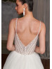 Beaded Ivory Lace Pleated Tulle Layered Chic Wedding Dress